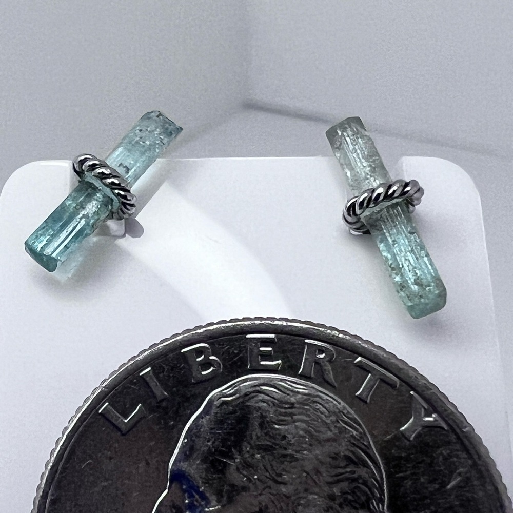 NWOT green tourmaline studs in Sterling silver jewelry box included